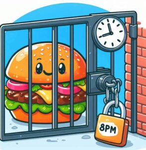 Eating after 8pm makes you fat, locked burger