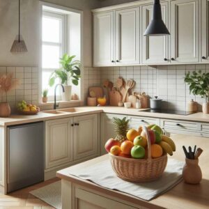 clean neat kitchen and healthy snacks