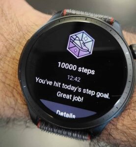 Amazfit steps counting prompt to track burned calories