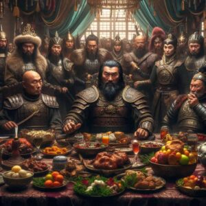 genghis Khan at a banquet