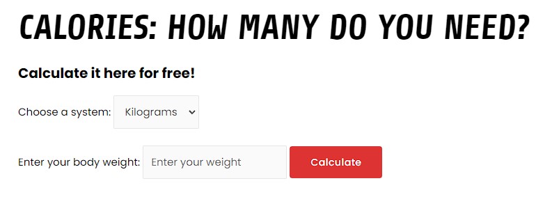 free calories calculator