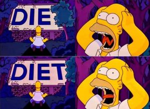 homer simpson vs Diet and DIE sign